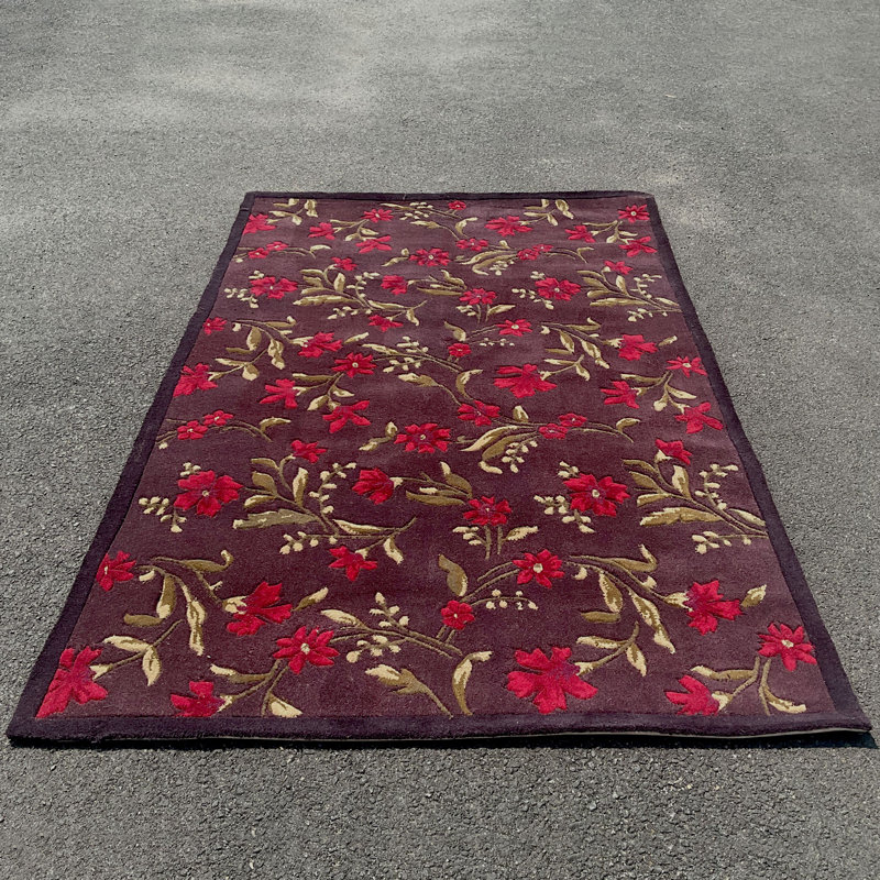Wool Floral Indoor Rug, Rectangle 4'9" x 7'7"