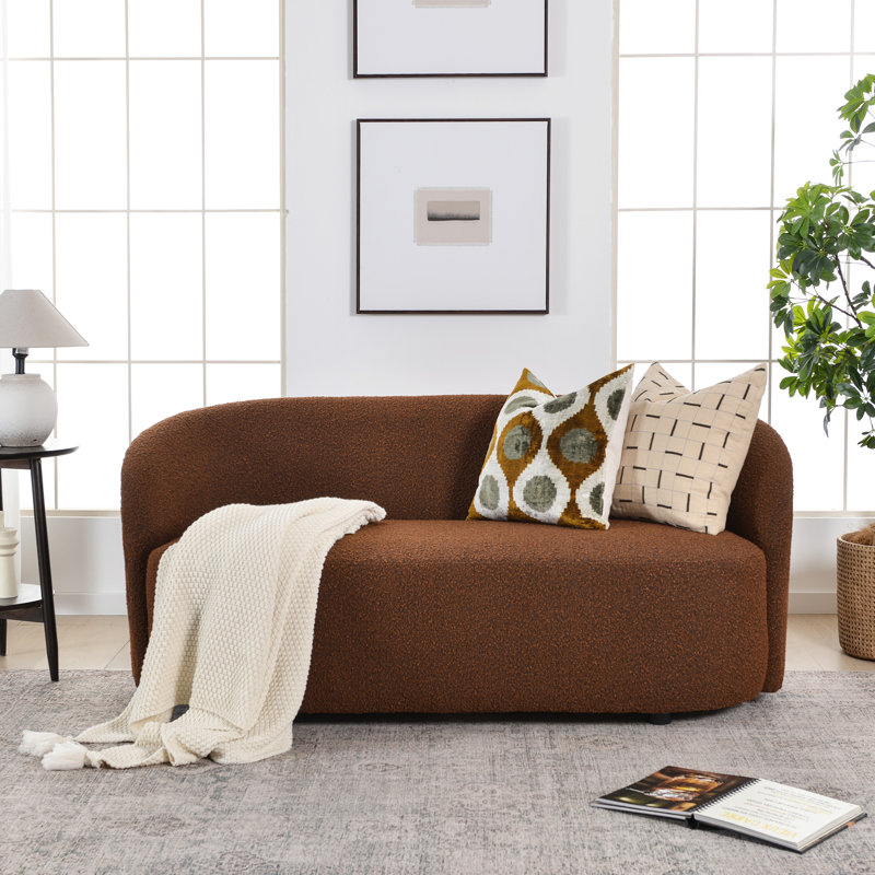 Cleaven 68'' Wide Boucle Upholstered Loveseat Sofa, Brown