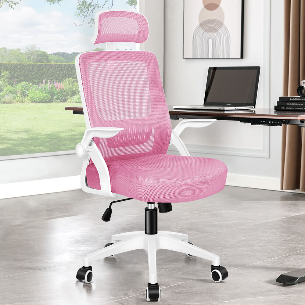 Mesh Office Chair Ergonomic Gas Lift Swivel Tilt Computer Gaming Pink