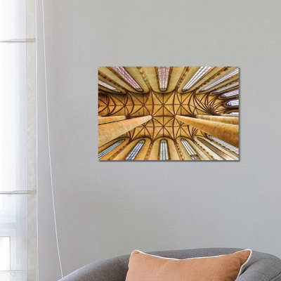 Vaulted Ceiling, Church Of The Jacobins, Toulouse, France by Hollice Looney - Wrapped Canvas Print