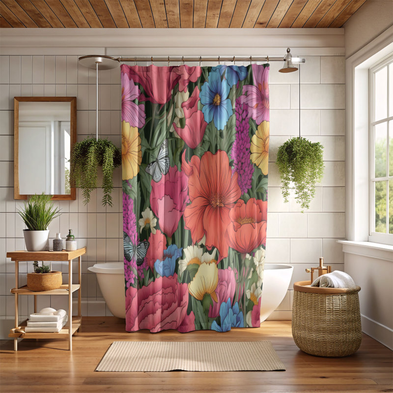 Petal Perfection - Rideau de douche Premium, H 74 po x l 71 po