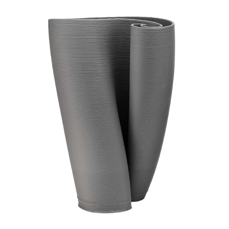 Vase en céramique imprimé gris foncé 3D, H 13,1 po x l 9 po x P 7,8 po