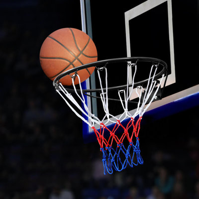 Basketball Rim Replacement Standard 18" Steel Rim Wall Mounted Basketball Goal Hoop With Net For Indoor Outdoor Black