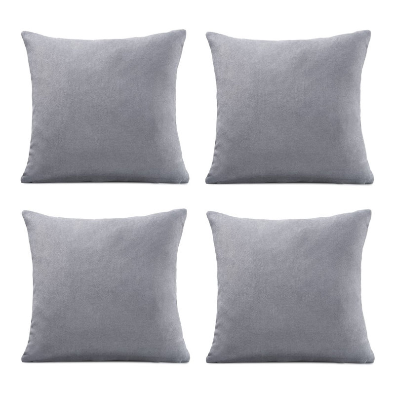 Nalaiyah Velvet Chenille Cushion Covers with Filler Pads, Silver