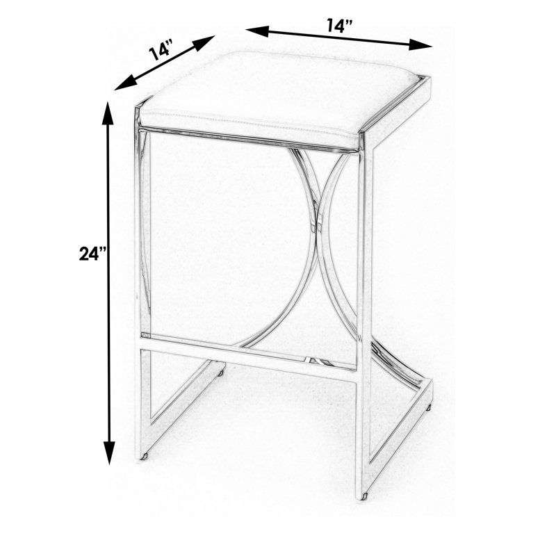 Natalya 24" Bar Stool, Brass, Black, Counter Stool (24” Seat Height)
