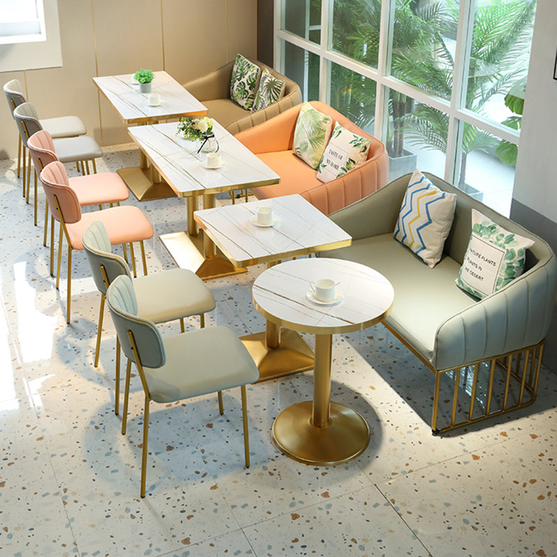 Banc rembourré en similicuir Light Luxury Cafe, Gris