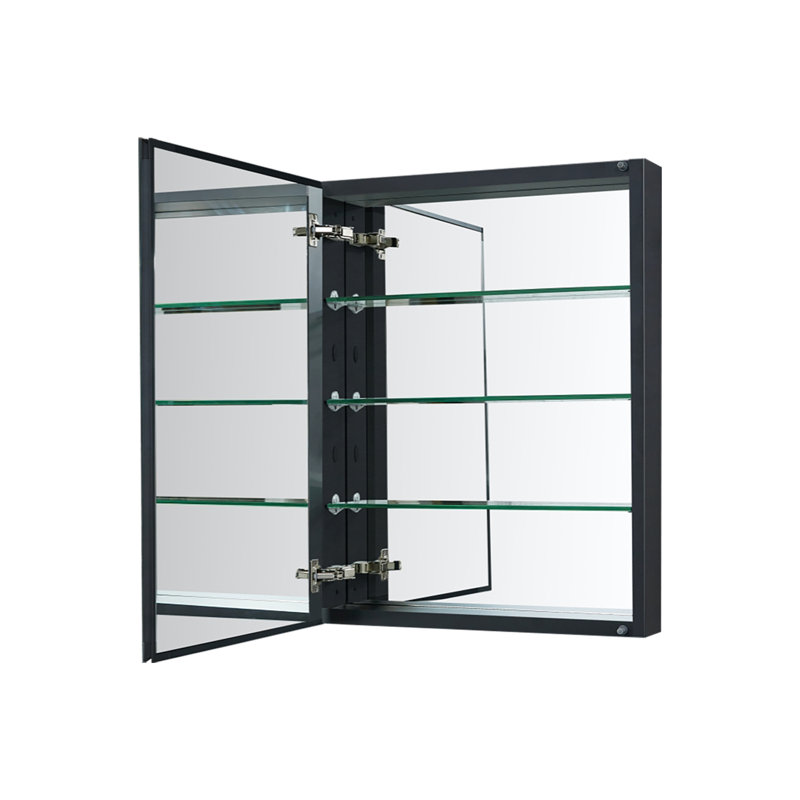 Armoire à pharmacie en aluminium Adine, H 30 po x l 23 po x P 3,75 po, Noir