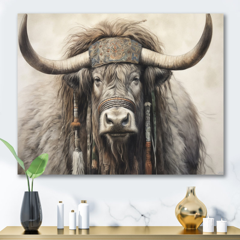 " Wild Yak II ", 16" H x 32" W x 1" D, Wrapped Canvas