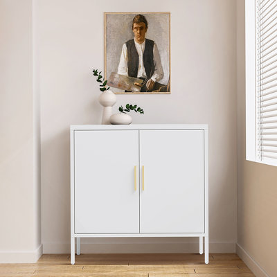 Armoire de rangement en métal avec 2 portes et 2 tablettes réglables, armoire de rangement en acier