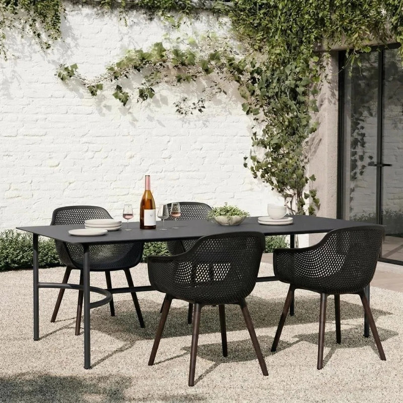 Artha Premium All-Weather Wicker Outdoor Dining Armchair, Black