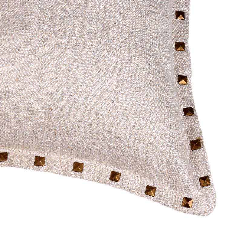 Herringbone Appliqued Linen Pillow Cover, Natural
