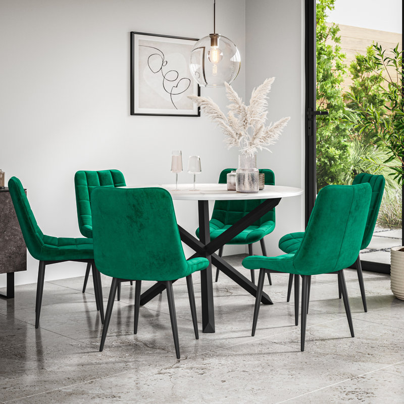 Darcus 6 - Person Dining Set, Black/Green