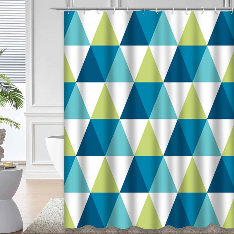 Rideau de douche triangulaire bleu turquoise vert sarcelle avec 12 crochets, 72" L x 72" W