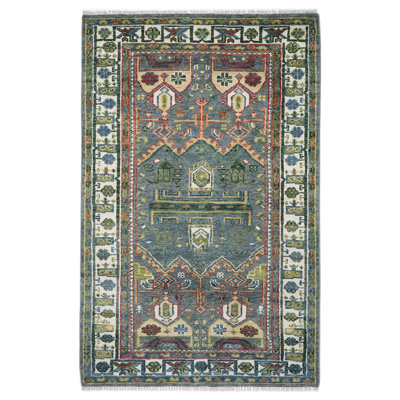 Tapis transitionnel Oushak ivoire en laine noué à la main 4 pi 10 po x 8 pi 3 po