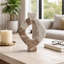 Sculpture ronde en marbre, style artistique, idéale pour la décoration intérieure - Statue décorative moderne pour le salon - Beige et ivoire-1397781303