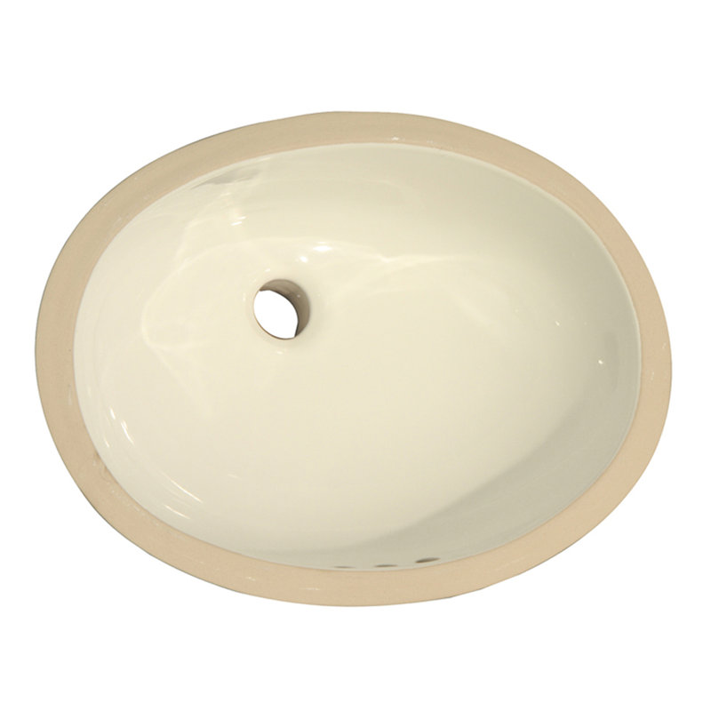 Lavabo de salle de bain ovale encastré en porcelaine vitrifiée Rosa avec trop-plein Rosa, Bisque