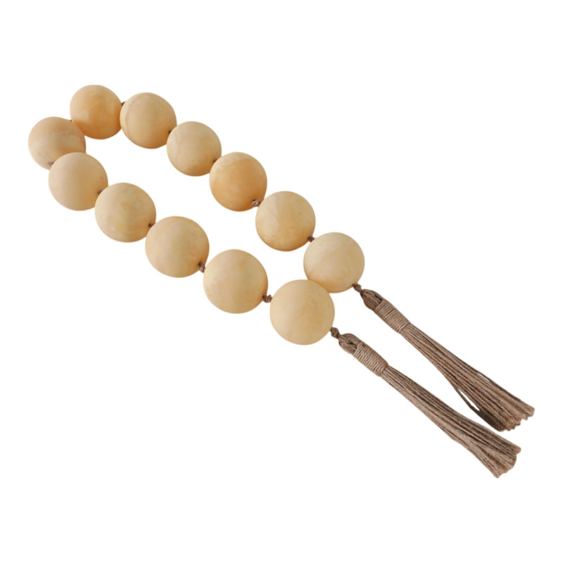 Sagebrook Home 40" Swirled 2" Resin Beaded Garland, Green, Ivory/Tan