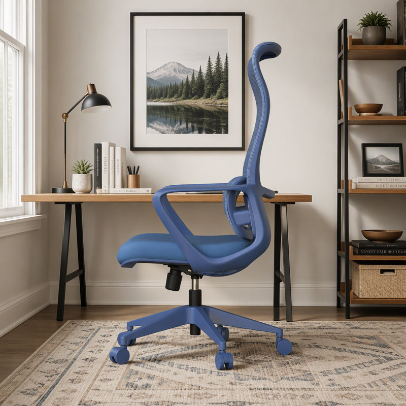 Fauteuil de bureau ergonomique et coloré 350LBS Home Office Mesh, Bleu