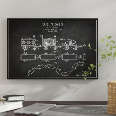 " A.W. Benson Toy Train Patent Sketch (Charcoal) " by Aged Pixel
