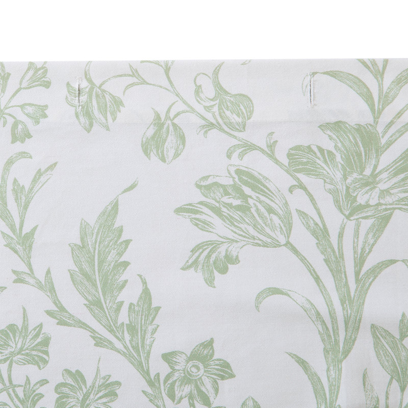 Natalie Sage Green Cotton Floral Shower Curtain