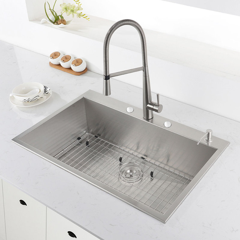 Ruvati 33 x 22 inch Drop-in Topmount Zero Radius Stainless Steel Kitchen Sink Single Bowl - 4 holes
