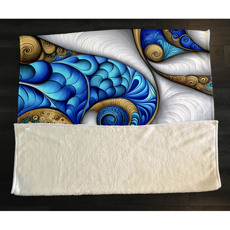 Throw Blanket, 51" W x 60" L, Abstract, Gray/Blue/Tan