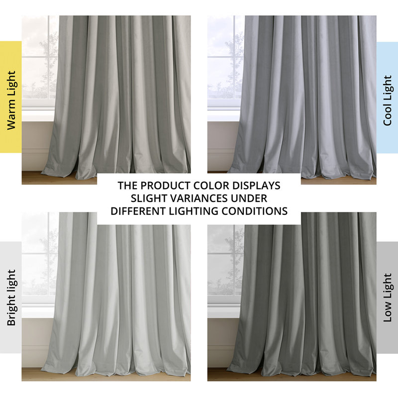 Olivia Velvet Blackout Curtain (1 Panel), Reflection Gray, 50" W x 84" L