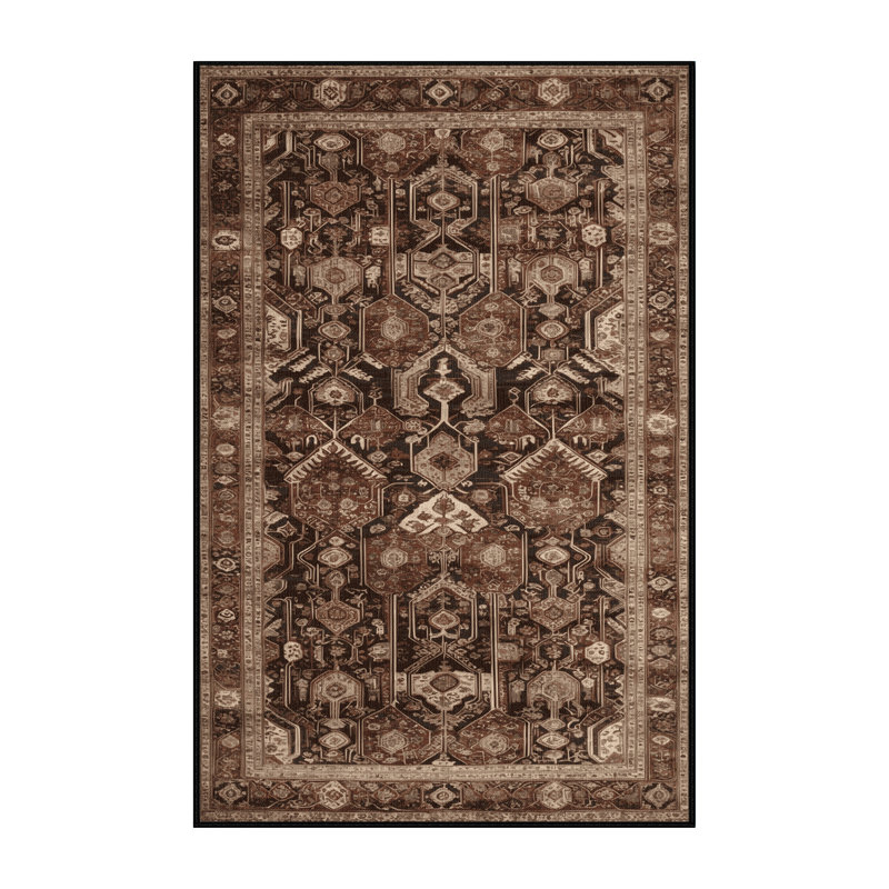 Tapis brun lavable à la machine, Rectangle de 5 pi x 8 pi