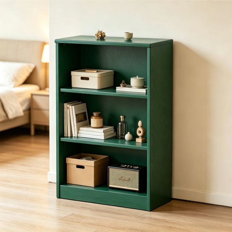 Bibliothèque en bois d'hévéa, 39.96" H x 23.62" W x 9.84" D, Green