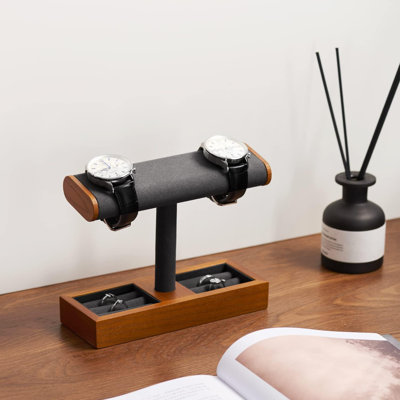 Présentoir à montre en T en bois massif pour organisateur d'accessoires pour bijoux pour hommes et femmes