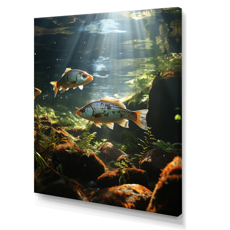 «Hiromu Fishing Rustic River I» sur toile, H 32 po x l 16 po x P 1 po, Toile tendue