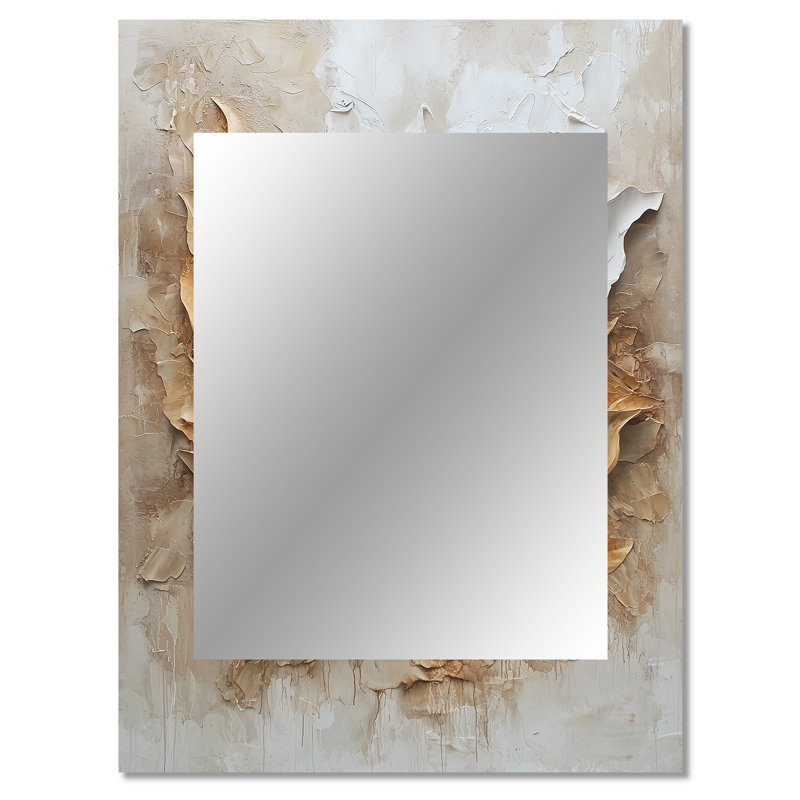 Brun au-delà du voile des fleurs - miroir décoratif à encre liquide abstraite, miroir mural moderne et contemporain, impression d'art en métal