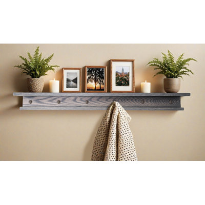Rayne 3 Piece Oak Shelves With Hooks