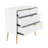 Dimitris Wooden Geometric White Cabinet with Gold Accents