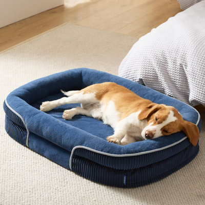 Bedsure Orthopedic Dog Beds Large Sized Dog - 360° Oval Bolster Large Dogs Bed for Senior Dogs with Waterproof Washable Cover, Big Comfort Pet Sofa Couch with Ultra-Soft Fleece