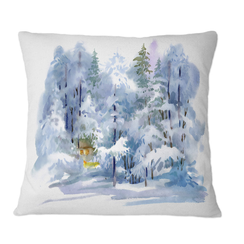 Coussin Winter Winter Snowy Landscape - Country, 18 po x 18 po