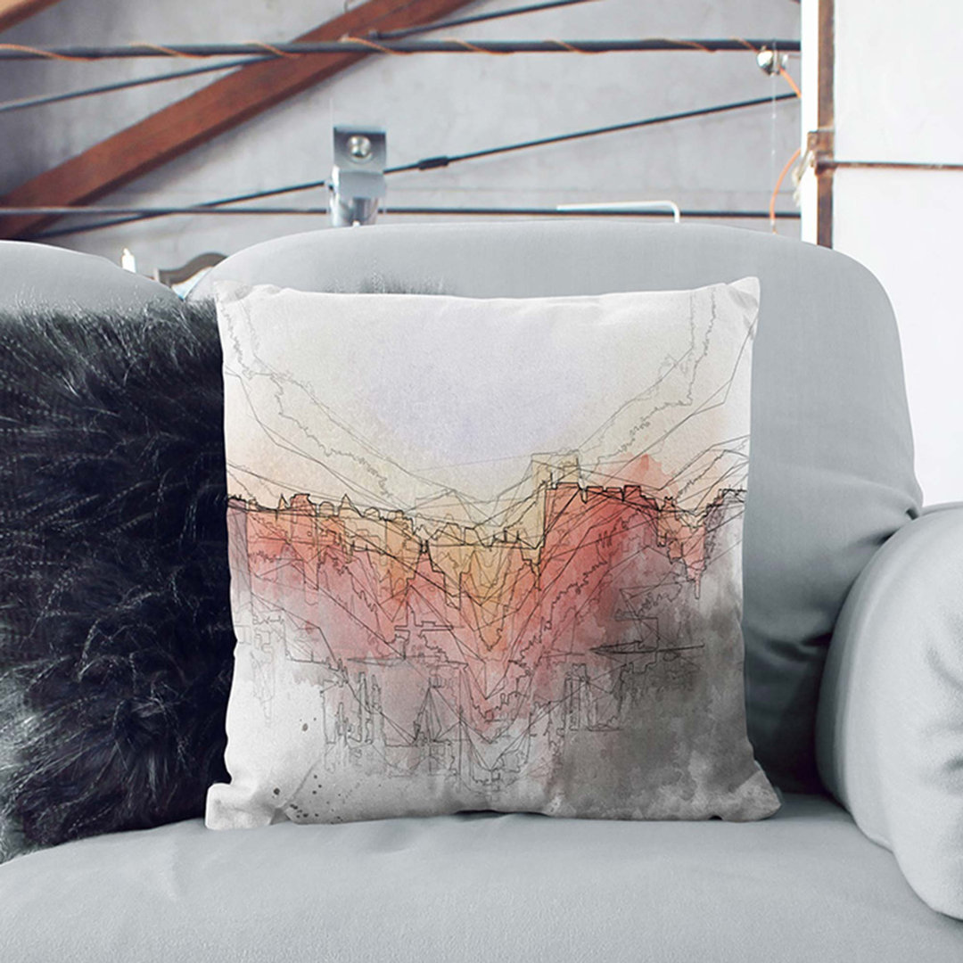 Beijing Skyline at Sunset in Abstract Cushion with Filling