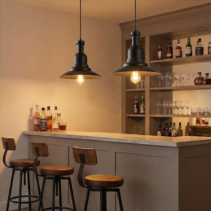 Luminaire suspendu pour îlot de cuisine 2 lumières à hauteur réglable, H 51,2 po x l 25,6 po