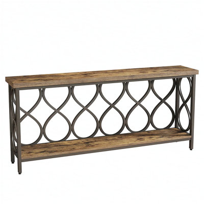 2-Tier Industrial Rustic Console Table with Spacious Storage, Perfect for Entryway, Sofa, and TV Console Use