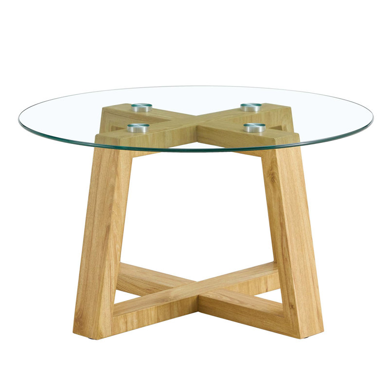 Tables basses modernes et pratiques. Fabriqué en plateau de table en verre trempé transparent et en bois aggloméré coloré