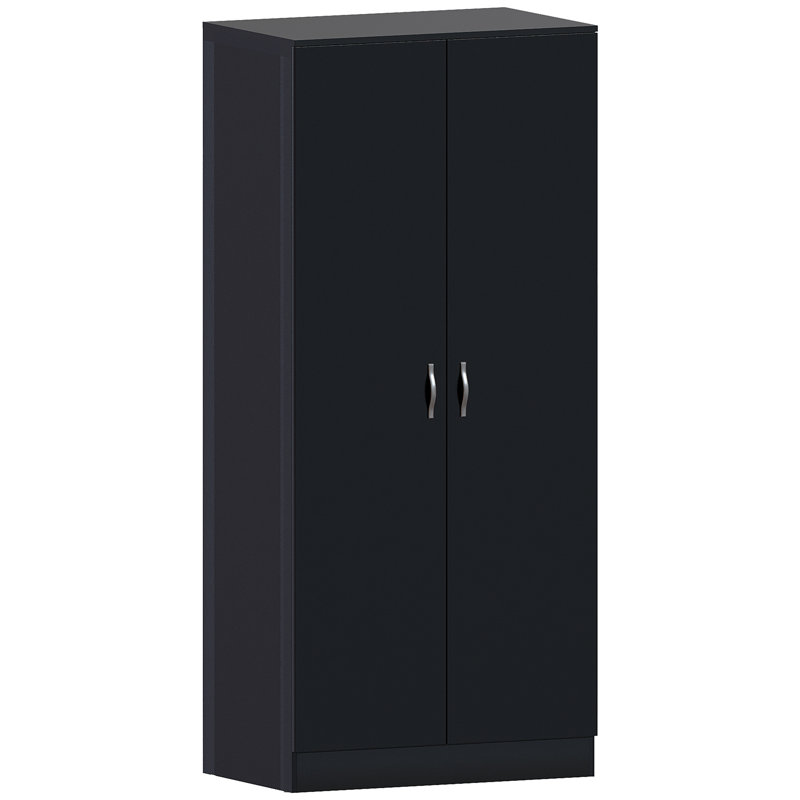 Maybery 2 Door Manufactured Wood Wardrobe, Black