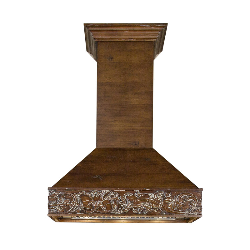 30" Wood 700 CFM Ducted Wall Mount Range Hood, Walnut