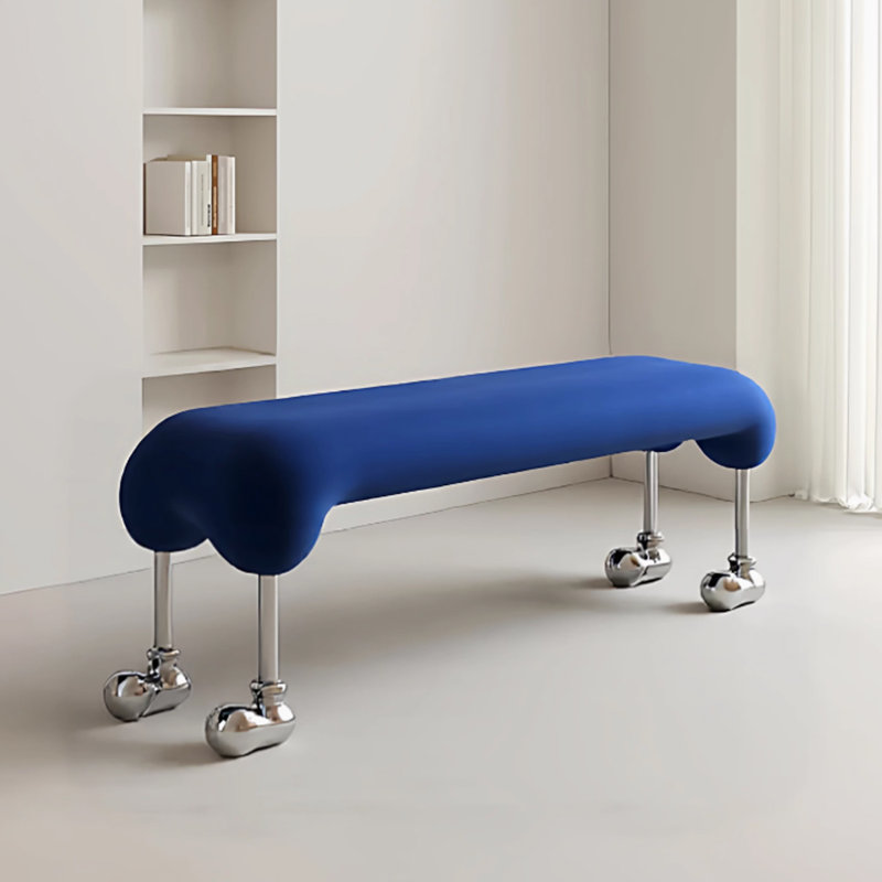 Banc rembourré en acier inoxydable Modern Blue, Bleu