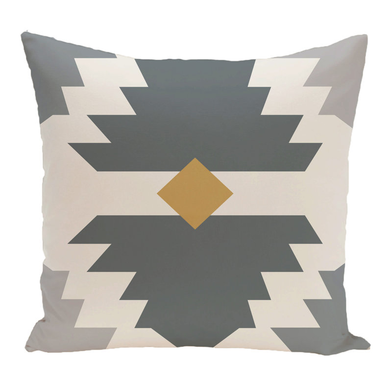 Geometric Reversible Throw Pillow, 26" H x 26" W, Gray