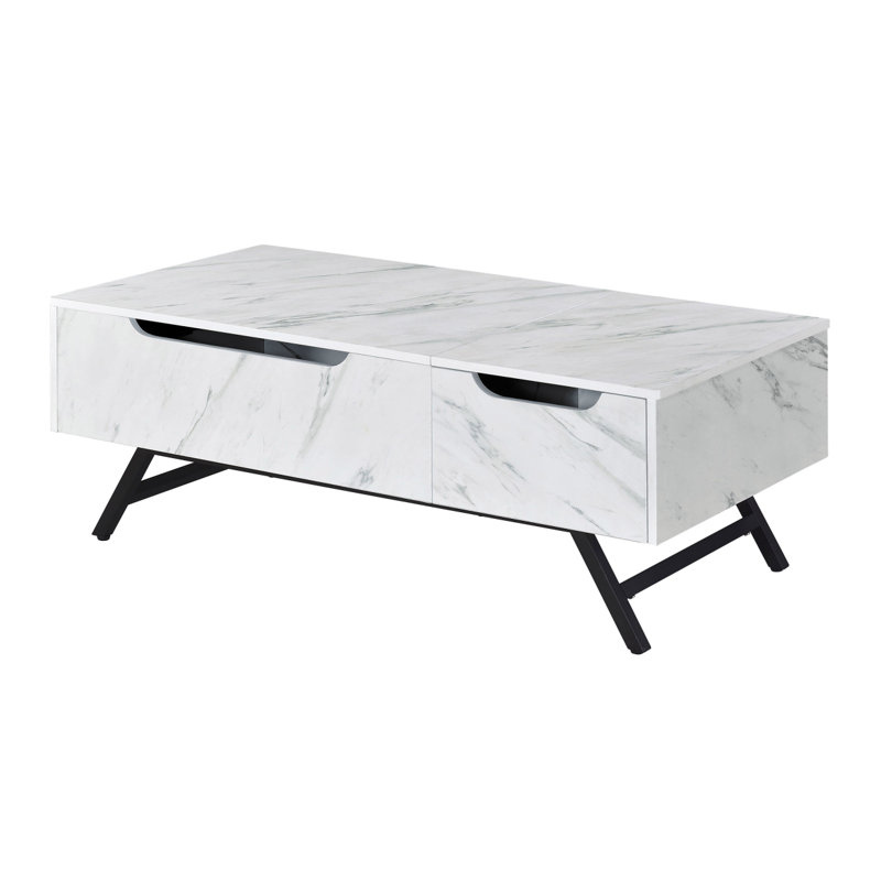 Table basse blanche avec plateau relevable, Blanc