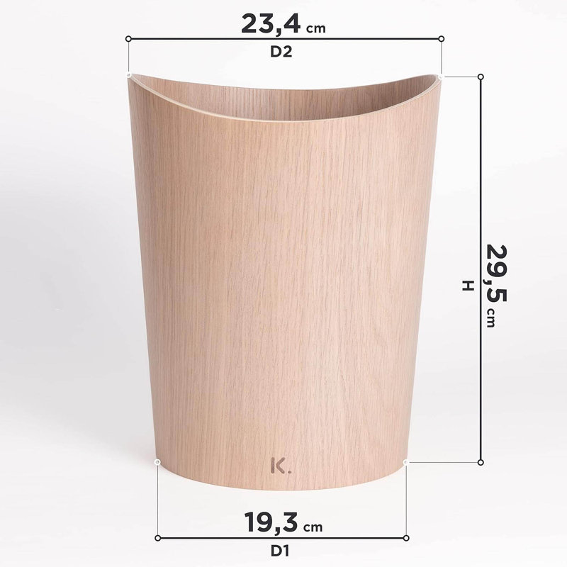 Manufactured Wood Open Waste Bin - 9L, Oak White