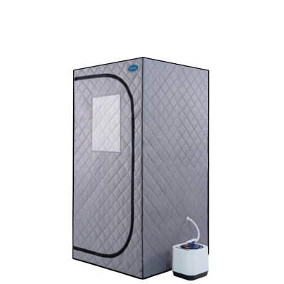 Portable Steam Grey Mini Plus - Spa personnel avec générateur et télécommande. Chaise pliable. Installation facile. Chauffage rapide. Ul accrédité. Tissu. 360 degrés. Element. Améliore la douceur de la peau