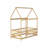 Twin Size House Floor Wooden Frame Materialen Bed Frame With Roof Frame,Safety Guardrails
