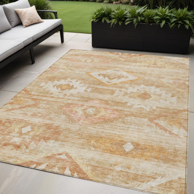 Tapis extérieur lavable de style sud-ouest en terre cuite 5 pi x 8 pi