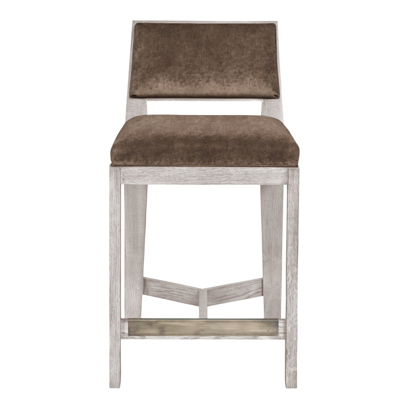 Scoville By Thom Filicia Upholstered Counter Stool with Solid Wood Frame, Gris colombe, Terre Nadia